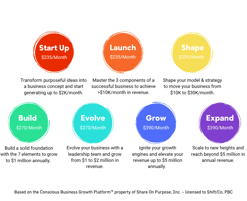 The Conscious Business Growth Platform A graphic of the Shift/Co Conscious Business Growth Platform