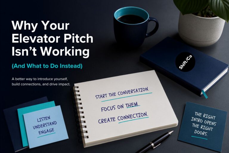 How to introduce yourself at a networking event — Shift/Co guide to ditching the elevator pitch and building real connections